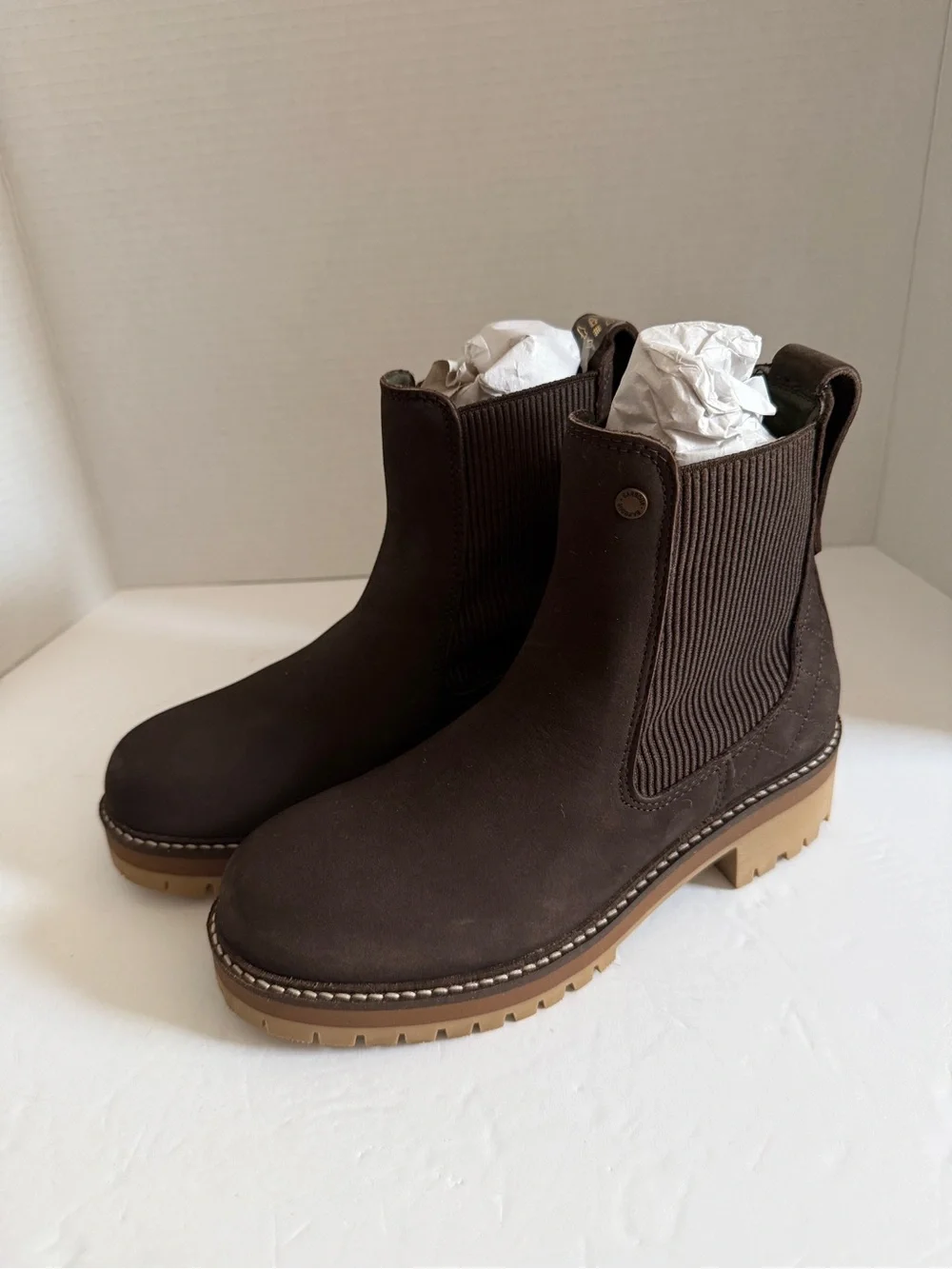 Barbour Men's Dark Brown Chukka Ankle Boots Shoes Tan Lug Sole Women size EU 36